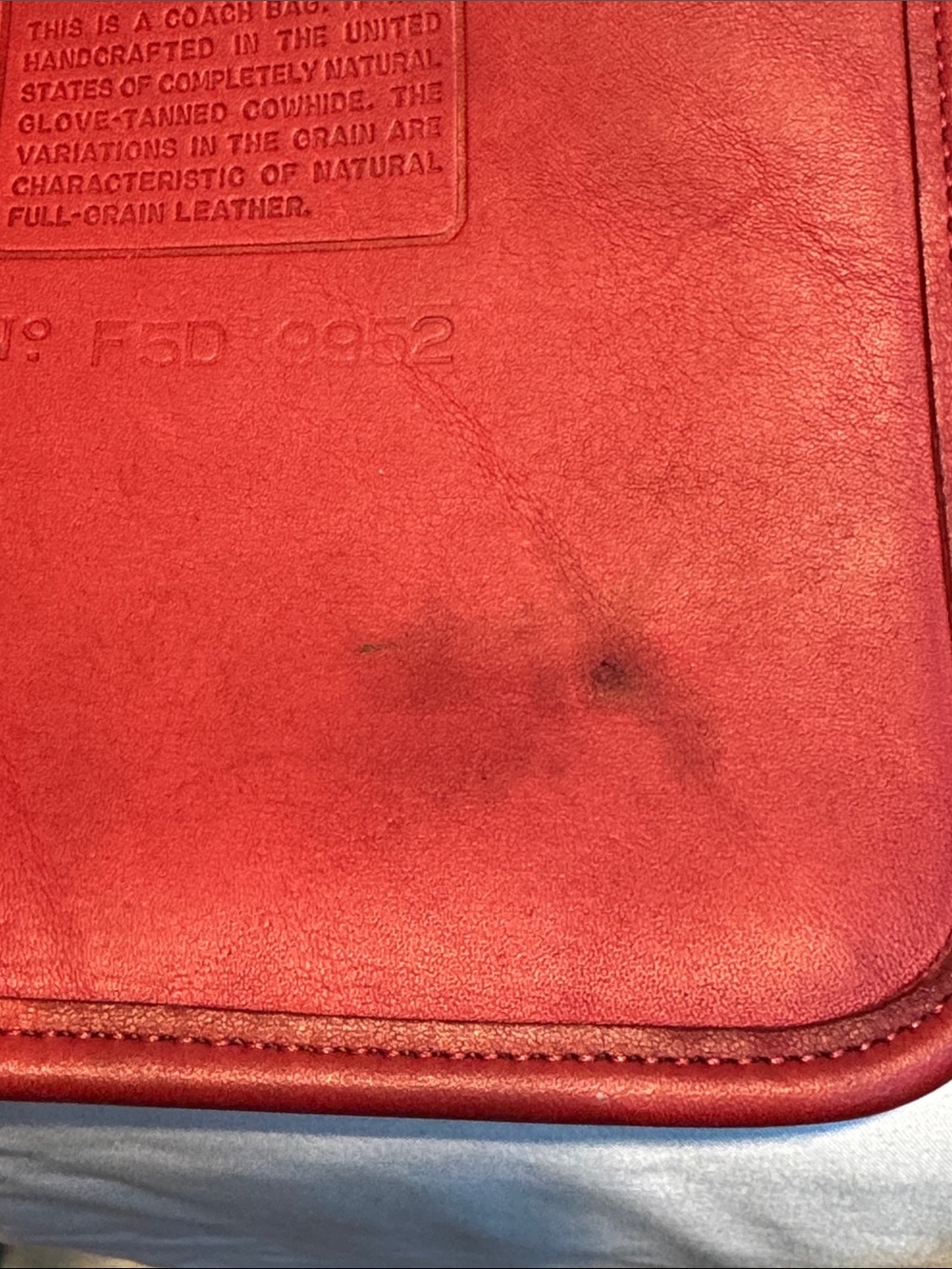 Coach Vintage Red Leather Drawstring Crossbody Bucket Bag 9952 - Picture 15 of 16